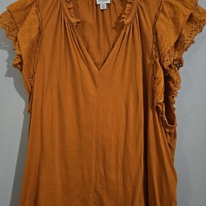 J. Crew eyelet ruffle sleeve knit tee 2x